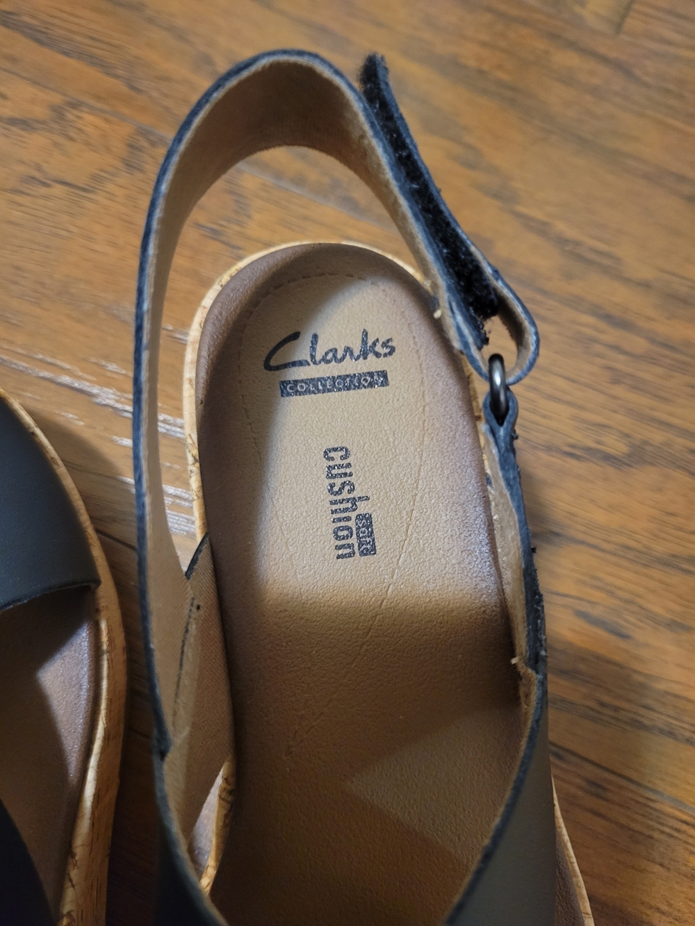 Clarks Black Cork-Platform Wedge Sandals - Picture 3 of 7